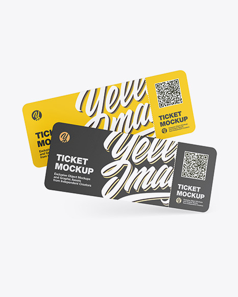 Download Two Tickets Mockup In Stationery Mockups On Yellow Images Object Mockups PSD Mockup Templates