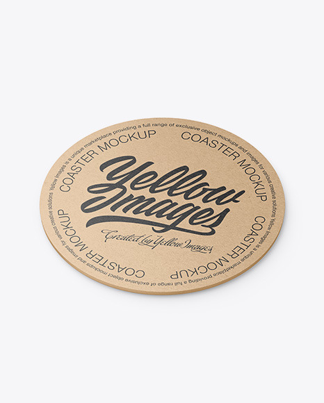 Download Kraft Beverage Coaster Mockup In Stationery Mockups On Yellow Images Object Mockups PSD Mockup Templates