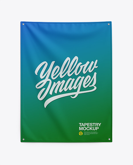 Home Decor Wall Tapestry Mockup - Textile Fabric Banner