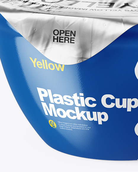 Download Glossy Plastic Cup With Foil Lid Mockup In Cup Bowl Mockups On Yellow Images Object Mockups PSD Mockup Templates