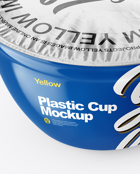 Download Glossy Plastic Cup With Foil Lid Mockup In Cup Bowl Mockups On Yellow Images Object Mockups PSD Mockup Templates