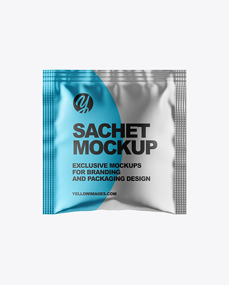 Metallic Sachet Mockup In Sachet Mockups On Yellow Images Object Mockups