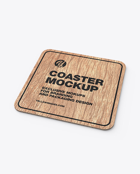 Wood Beverage Coaster Mockup