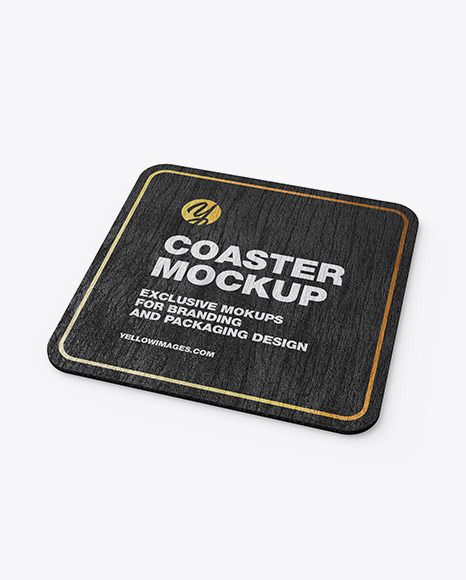 Wood Beverage Coaster Mockup PSD #3