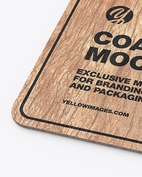 Wood Beverage Coaster Mockup PSD #4