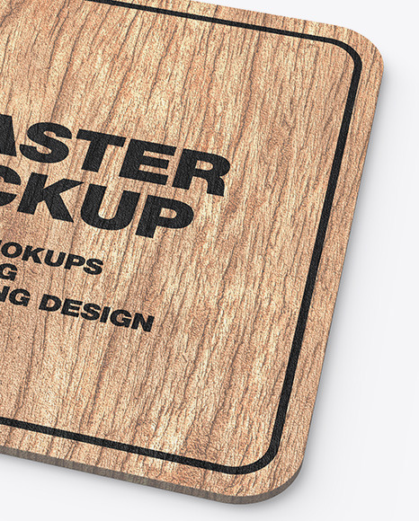 Wood Beverage Coaster Mockup