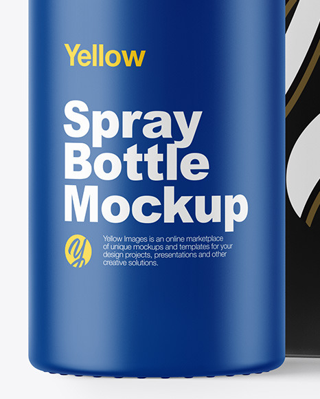 Matte Spray Bottle with Box Mockup PSD #1