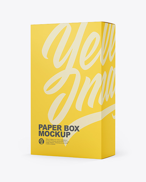 Download Matte Paper Box Half Side View In Box Mockups On Yellow Images Object Mockups PSD Mockup Templates