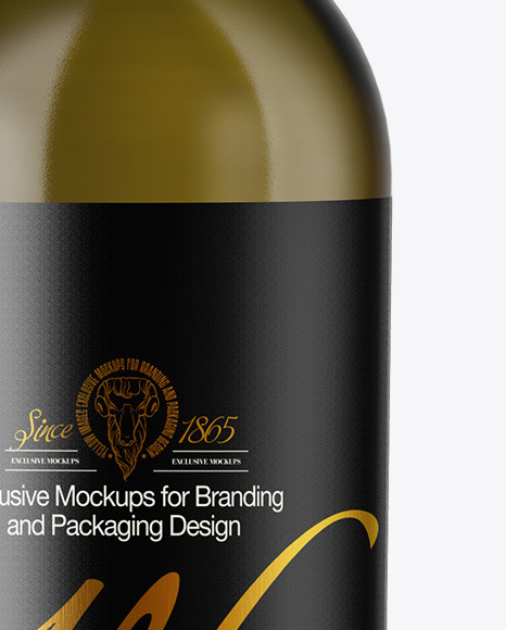 Antique Green Glass White Wine Bottle Mockup