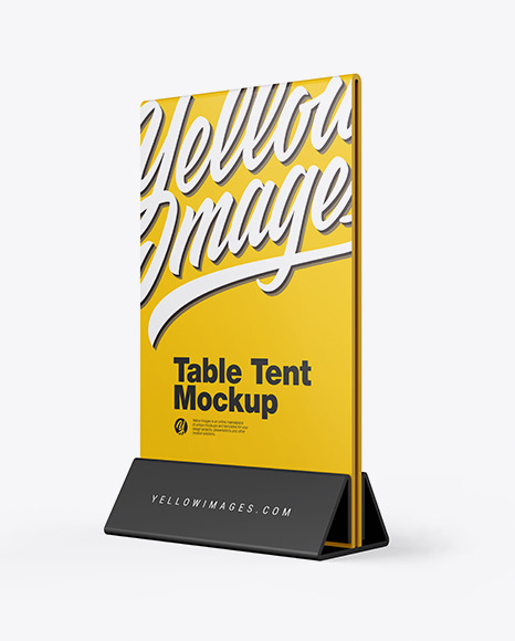 Download Plastic Table Tent Mockup In Indoor Advertising Mockups On Yellow Images Object Mockups PSD Mockup Templates