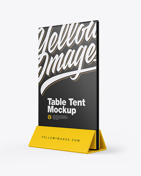 Download Plastic Table Tent Mockup In Indoor Advertising Mockups On Yellow Images Object Mockups PSD Mockup Templates