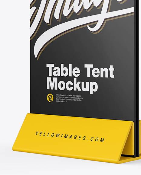 Download Plastic Table Tent Mockup In Indoor Advertising Mockups On Yellow Images Object Mockups PSD Mockup Templates