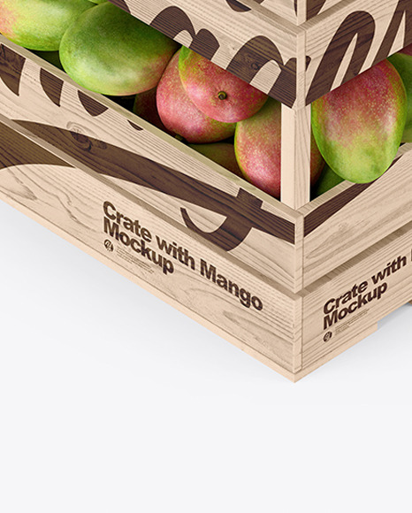 Download Wooden Crate With Mangos Mockup Half Side View In Packaging Mockups On Yellow Images Object Mockups PSD Mockup Templates