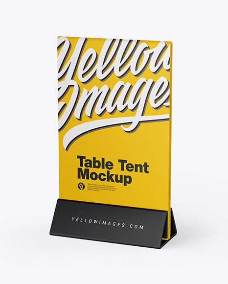 Plastic Table Tent Mockup In Indoor Advertising Mockups On Yellow Images Object Mockups