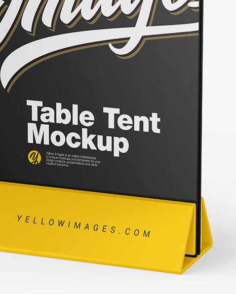 Download Plastic Table Tent Mockup In Indoor Advertising Mockups On Yellow Images Object Mockups PSD Mockup Templates