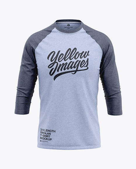 Download Free Men's Heather Raglan 3/4 Length Sleeve T-Shirt Mockup ...