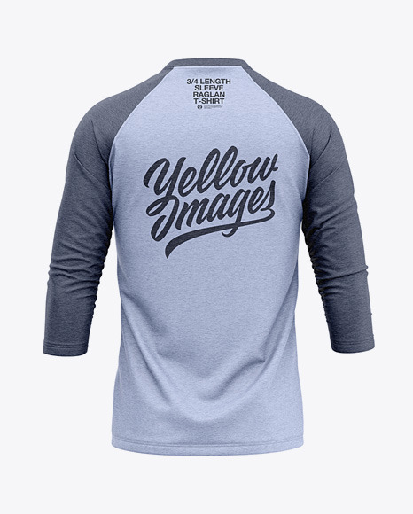 Download Men S Heather Raglan 3 4 Length Sleeve T Shirt Mockup Back View In Apparel Mockups On Yellow Images Object Mockups PSD Mockup Templates