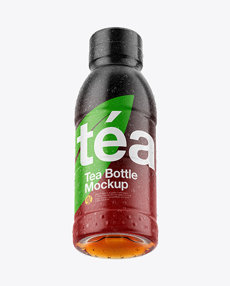 Tea Bottle with Condensation in Shrink Sleeve Mockup PSD #2