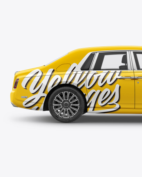 Download Luxury Car Mockup Side View In Vehicle Mockups On Yellow Images Object Mockups PSD Mockup Templates