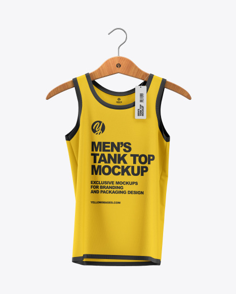 Sleeveless Shirt On Hanger Mockup In Apparel Mockups On Yellow Images Object Mockups