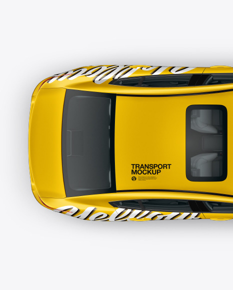 Download Sedan Mockup Top View In Vehicle Mockups On Yellow Images Object Mockups PSD Mockup Templates