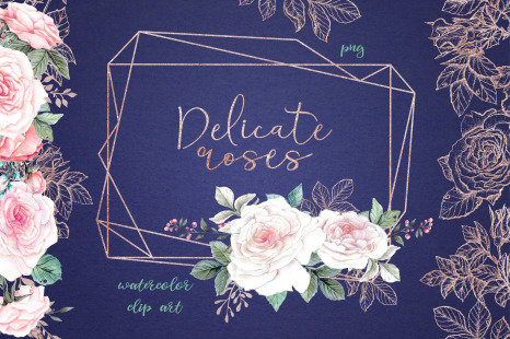 Delicate Roses – Watercolor Clip Art