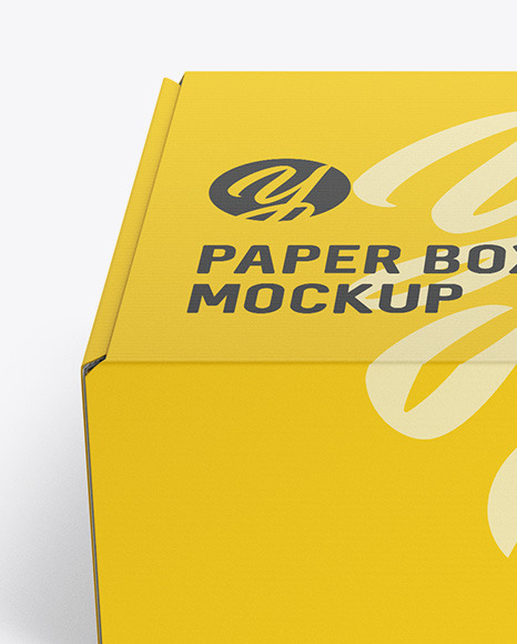 Download Paper Box Mockup Front View In Box Mockups On Yellow Images Object Mockups