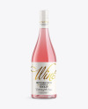 Clear Glass Bottle With Pink Wine Mockup