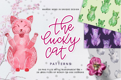 The Lucky Cat - Patterns on Yellow Images Creative Store