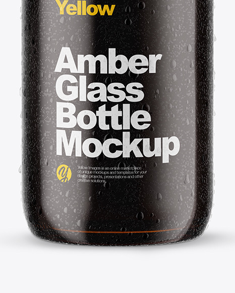 Download 100ml Amber Glass Bottle In Shrink Sleeve Mockup In Bottle Mockups On Yellow Images Object Mockups