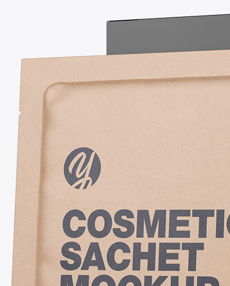 Textured Paper Box with Kraft Sachet Mockup