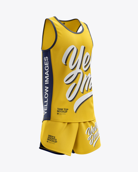 Men S Running Kit Mockup Right Half Side View In Apparel Mockups On Yellow Images Object Mockups