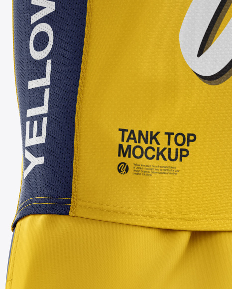 Men's Running Kit mockup (Right Half Side View) in Apparel Mockups on Yellow Images Object Mockups