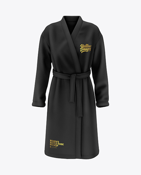 Women S Waffle Robe Mockup Front View In Apparel Mockups On Yellow Images Object Mockups