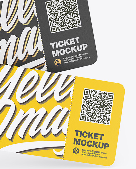 Two Paper Tickets Mockup In Stationery Mockups On Yellow Images Object Mockups