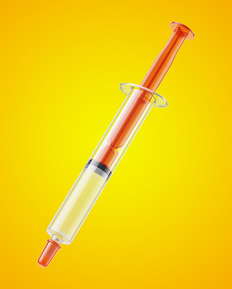 Syringe with Transparent Filling and Plunger Mockup