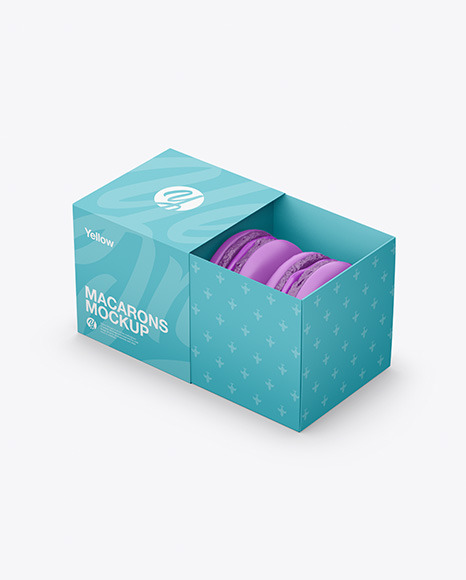 Opened Paper Box With Macarons Mockup PSD #2