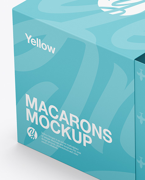 Download Opened Paper Box With Macarons Mockup In Box Mockups On Yellow Images Object Mockups