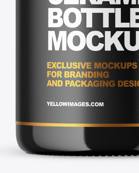 Glossy Ceramic Bottle with Wax Mockup