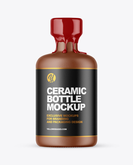 Download Textured Ceramic Bottle With Wax Mockup In Bottle Mockups On Yellow Images Object Mockups