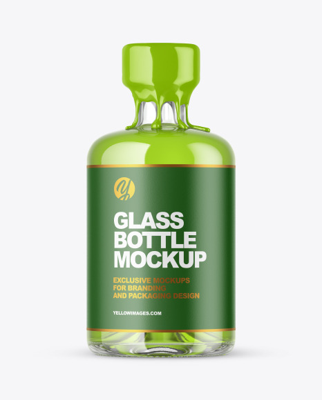 Clear Glass Bottle with Wax Mockup