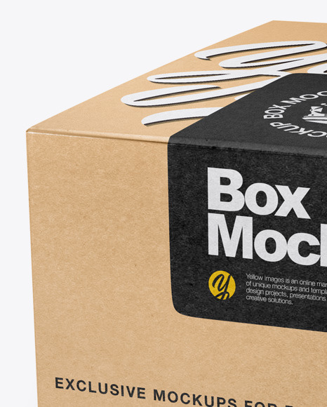 Download Kraft Box Mockup In Box Mockups On Yellow Images Object Mockups PSD Mockup Templates