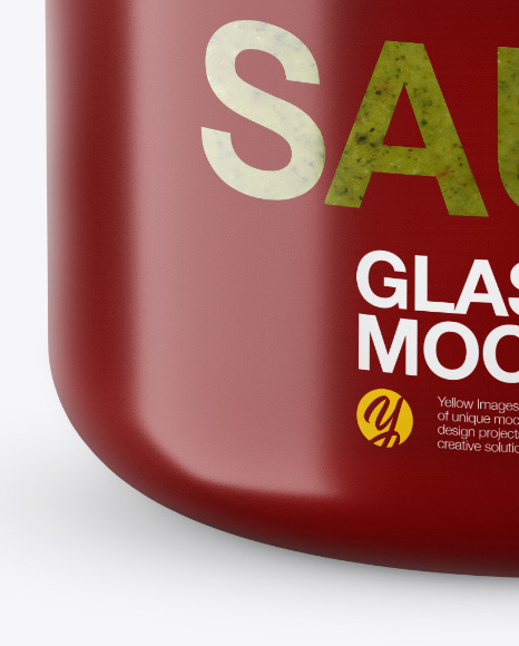 Download Glass Pesto Sauce Jar In Shrink Sleeve Mockup In Jar Mockups On Yellow Images Object Mockups Yellowimages Mockups