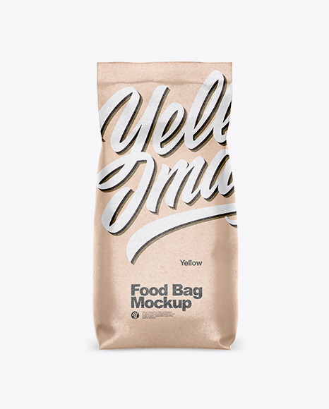 Download Kraft Paper Food Bag Mockup In Bag Sack Mockups On Yellow Images Object Mockups