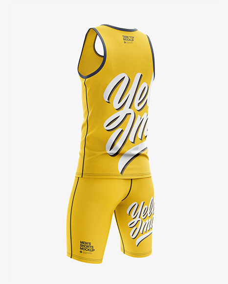 Men S Sprinting Kit Mockup Back Half Side View In Apparel Mockups On Yellow Images Object Mockups