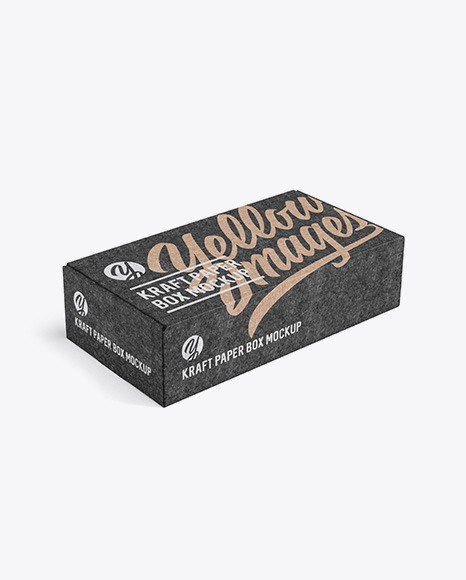 Download Kraft Paper Box Mockup Half Side View In Box Mockups On Yellow Images Object Mockups PSD Mockup Templates