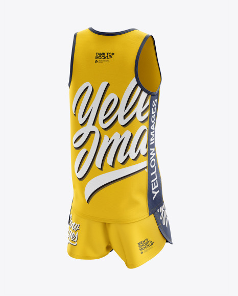 Download Men S Running Kit Mockup Back Half Side View In Apparel Mockups On Yellow Images Object Mockups