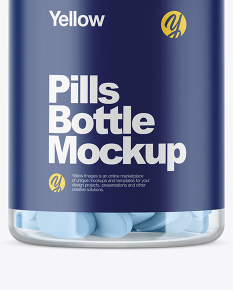 Download Clear Glass Pills Bottle Mockup in Bottle Mockups on Yellow Images Object Mockups