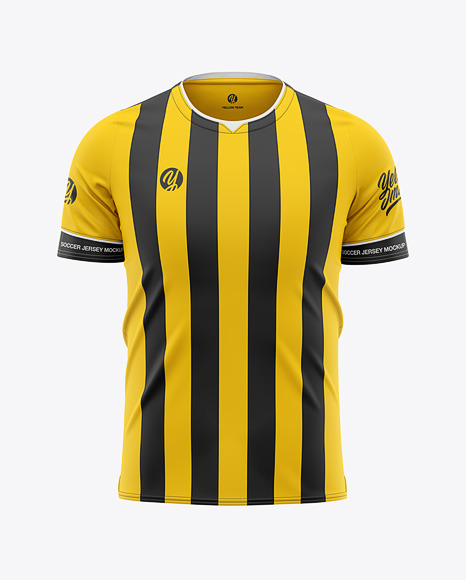 Men S Soccer Jersey Mockup Front View Football Jersey Soccer T Shirt In Apparel Mockups On Yellow Images Object Mockups