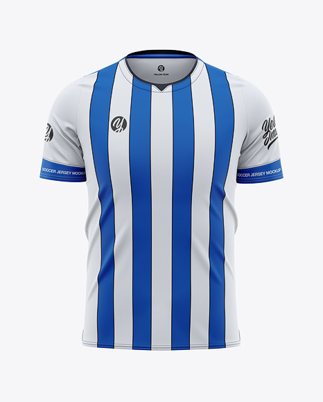 White and Blue Stripe Soccer Jersey or Football Kit Mockup